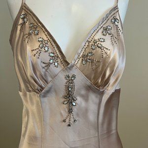 Embroidered Blush Pink Silk Chemise Night Gown and Embroidered Robe Kaftan